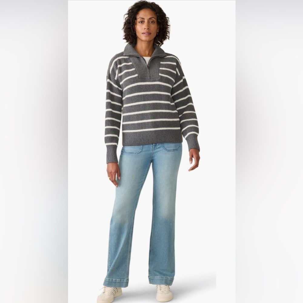 Faherty mariner stripe quarter zip sweater size large